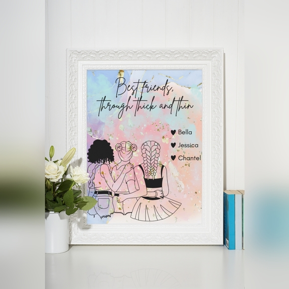 Custom Best Friends Wall Art Print/Gift for Her, Friends, BFF - Picture 1 of 2